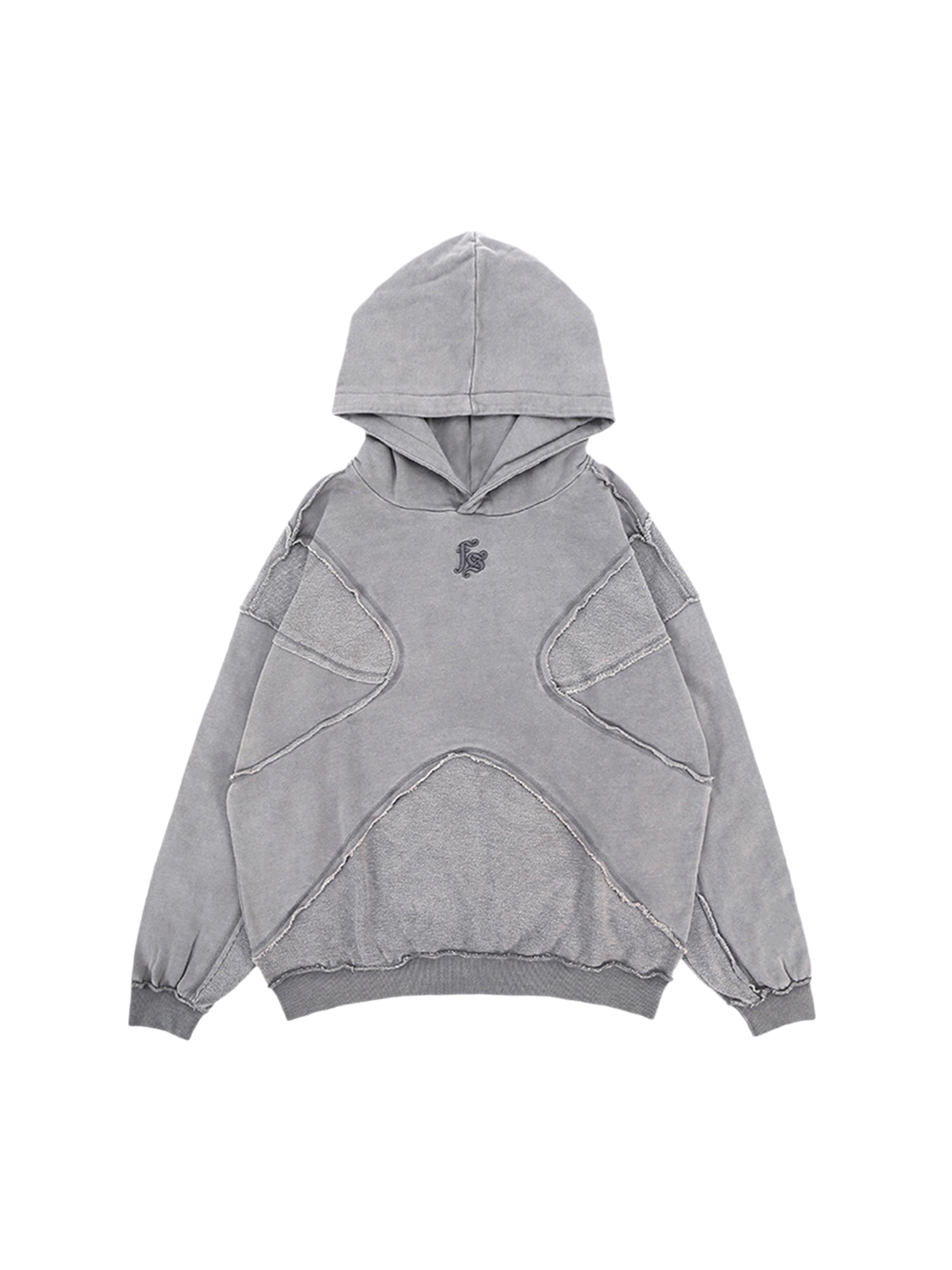 HOODED SWEATSHIRT WITH UNIQUE PANELING - COOL HOODED TERRY CLOTH