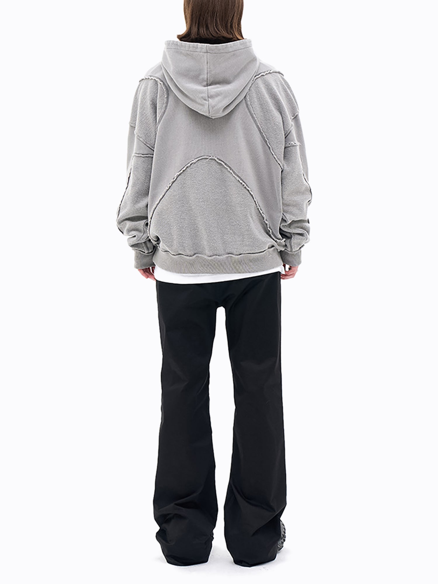 HOODED SWEATSHIRT WITH UNIQUE PANELING - COOL HOODED TERRY CLOTH