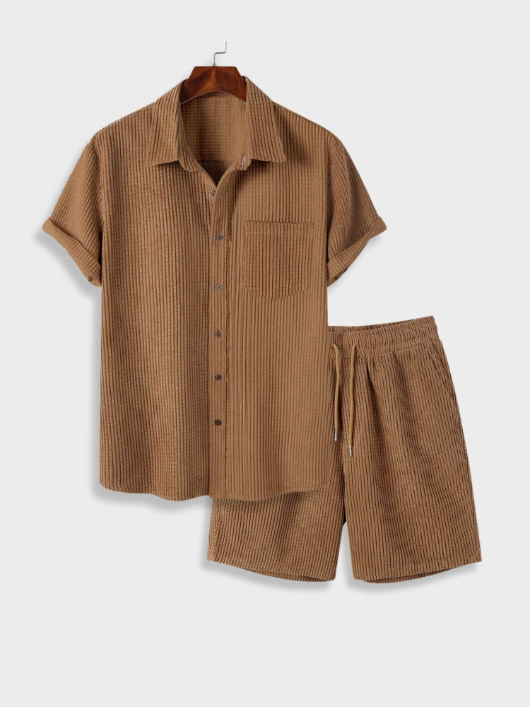 CORDUROY SHIRT AND SHORTS SET FOR EVERYDAY WEAR