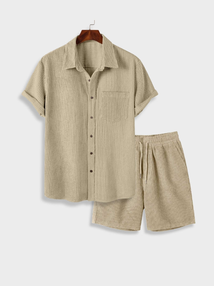 CORDUROY SHIRT AND SHORTS SET FOR EVERYDAY WEAR