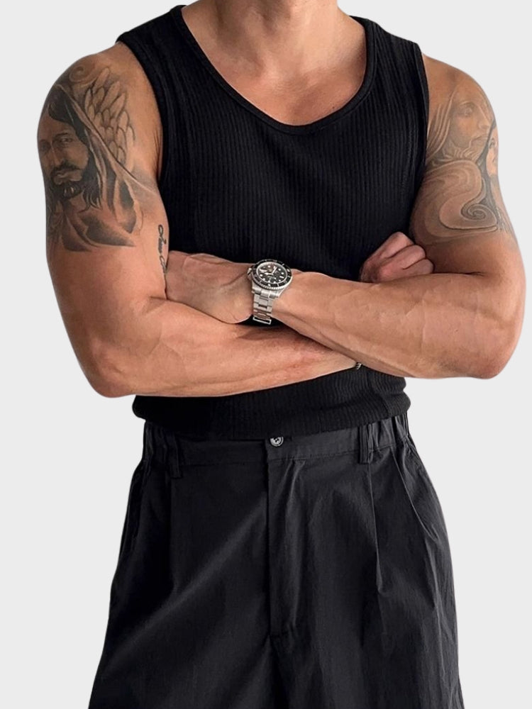 COTTON SHIRT MEN RIBBED TANK TOP - ESSENTIAL CASUAL WEAR