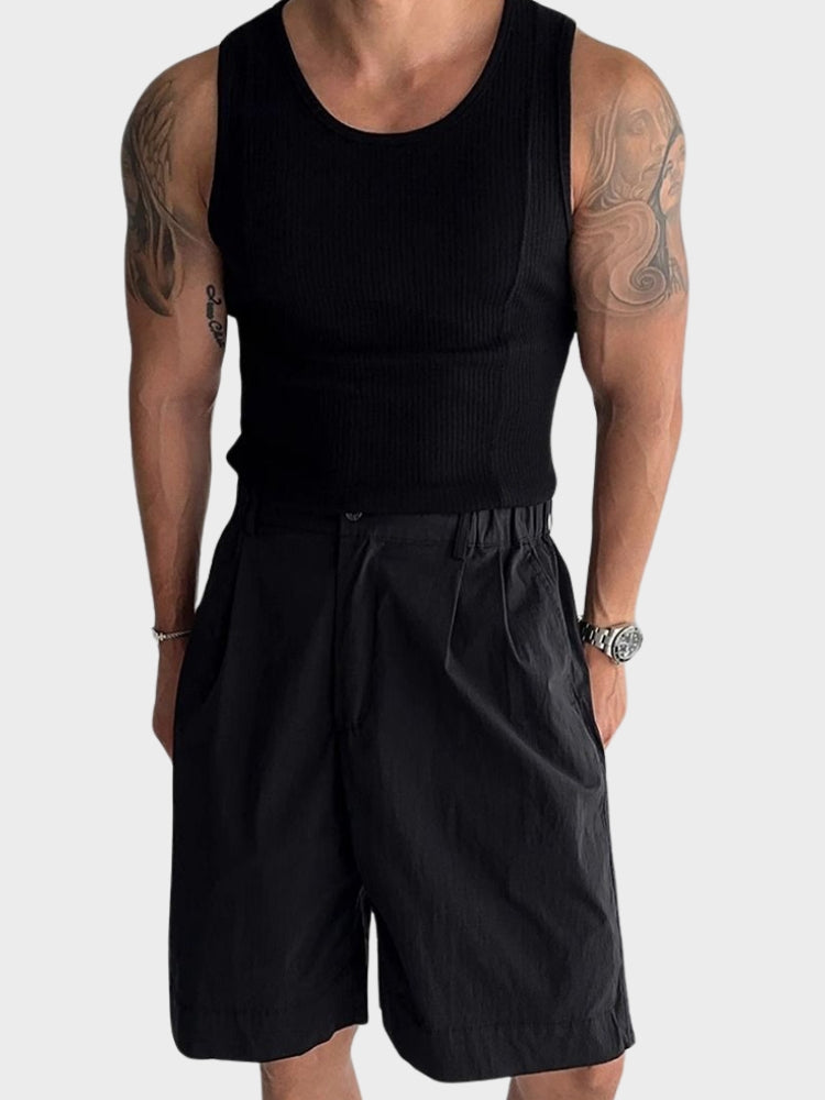 COTTON SHIRT MEN RIBBED TANK TOP - ESSENTIAL CASUAL WEAR