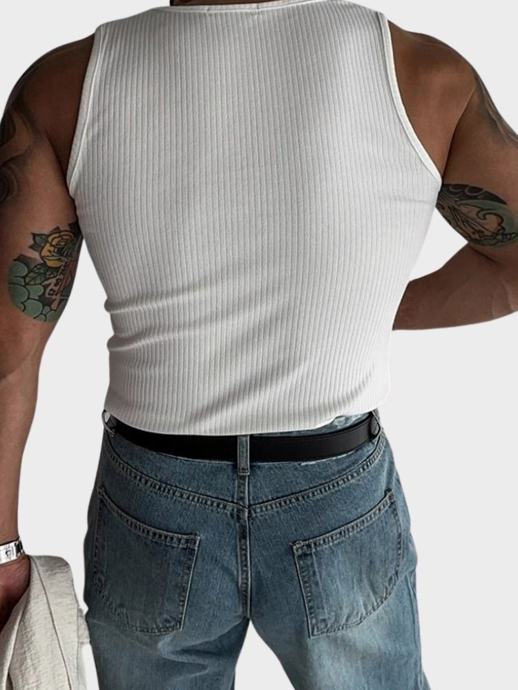 COTTON SHIRT MEN RIBBED TANK TOP - ESSENTIAL CASUAL WEAR