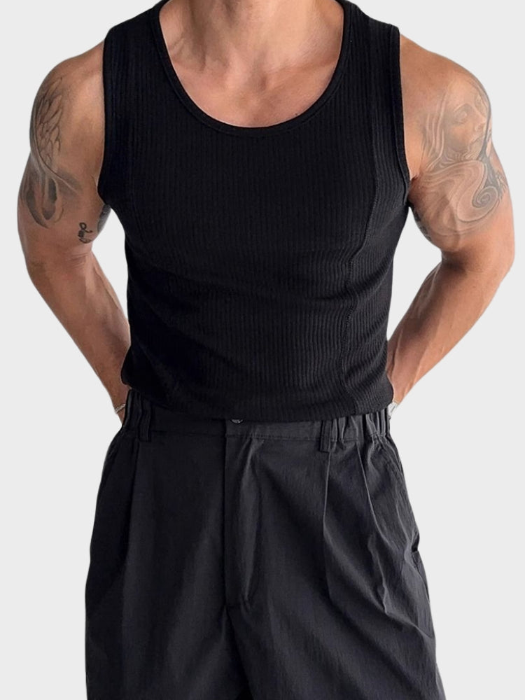 COTTON SHIRT MEN RIBBED TANK TOP - ESSENTIAL CASUAL WEAR