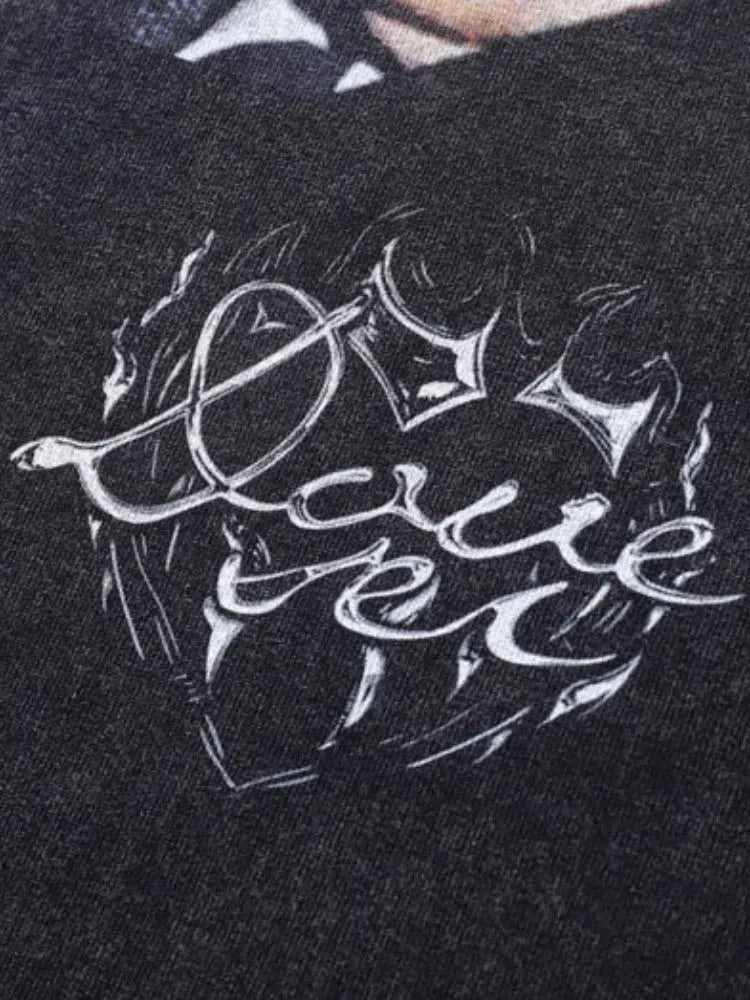 COTTON STREETWEAR T-SHIRT BLACK GRAPHIC DESIGN