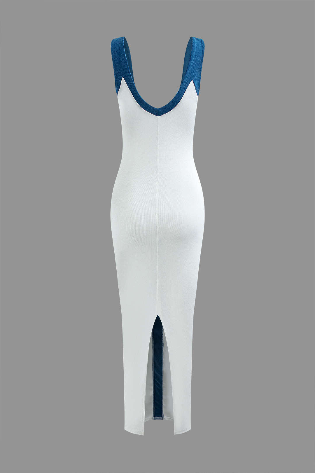 CREAM-COLORED MAXI DRESS WITH TEAL TRIM - SEMI-TRANSPARENT MAXI DRESS