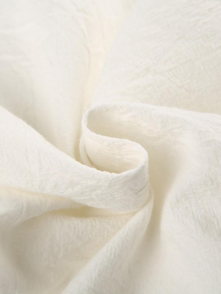 CREAM DRAWSTRING PANTS WITH SOFT STRETCH FABRIC FOR LOOSE FIT