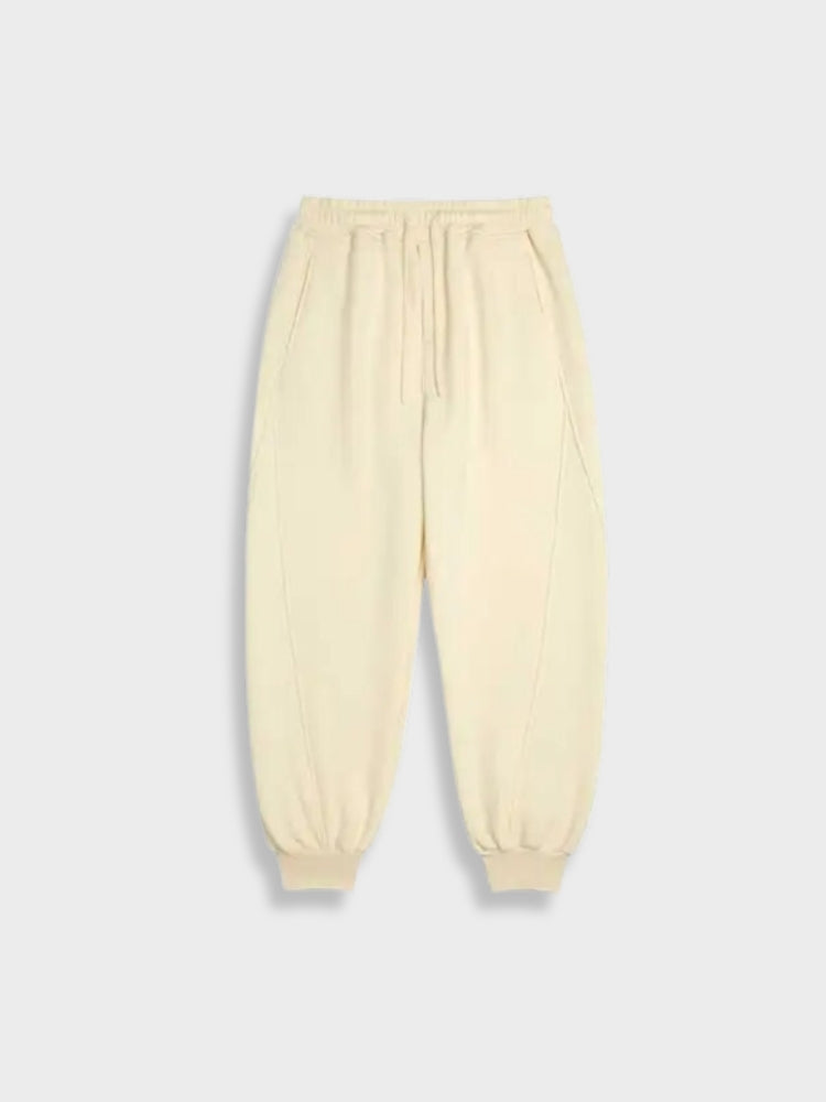 CREAM DRAWSTRING SWEATPANTS FLEECE JOGGERS FOR ULTIMATE COMFORT