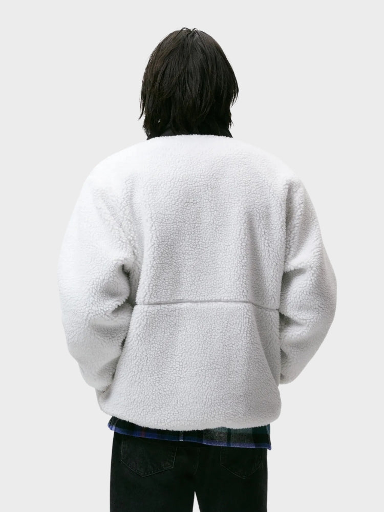 CREAM FLEECE JACKET WITH LIGHTWEIGHT ADJUSTABLE FIT