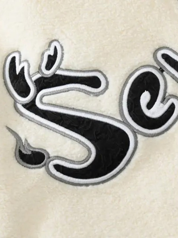 CREAM HOODED JACKET Y2K OVERSIZED STYLE