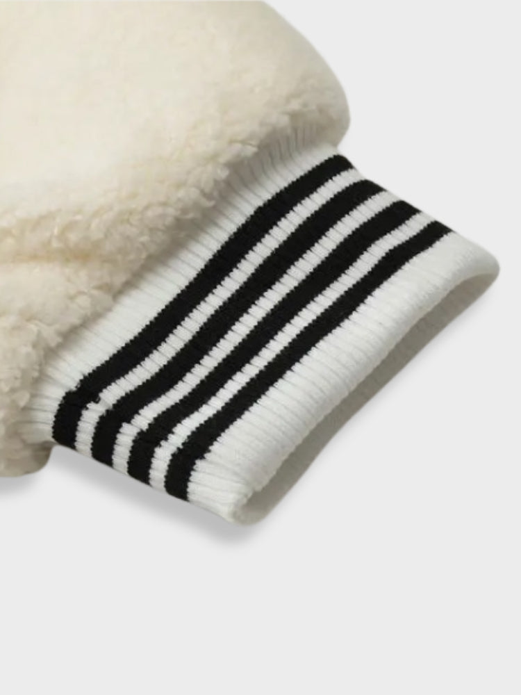 CREAM HOODED JACKET Y2K OVERSIZED STYLE