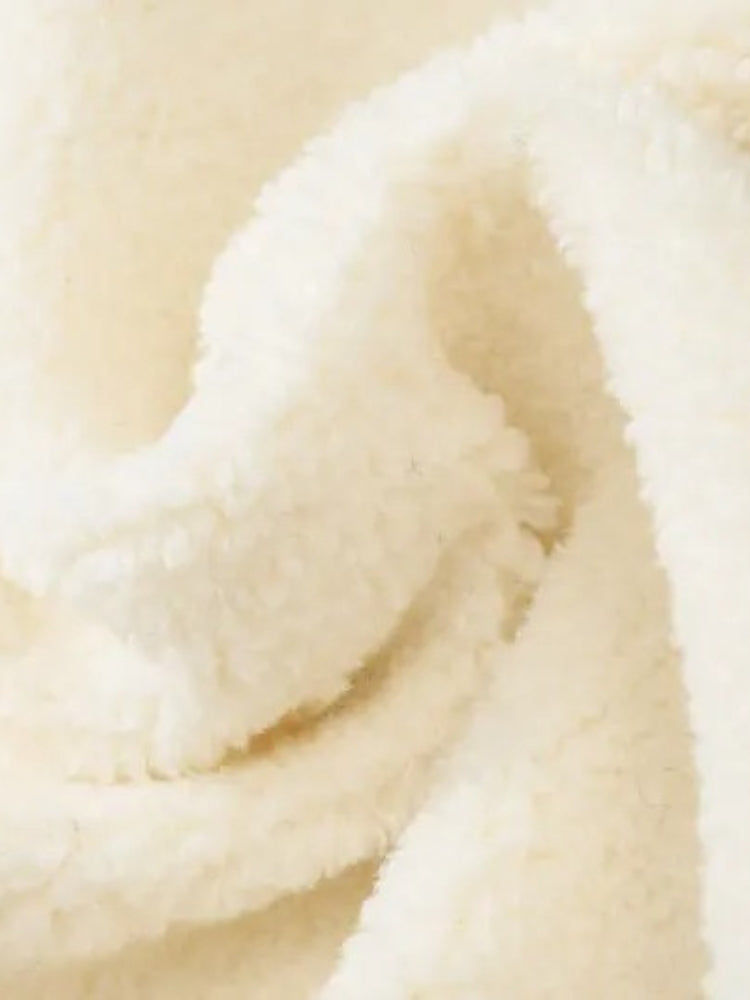 CREAM HOODED JACKET Y2K OVERSIZED STYLE