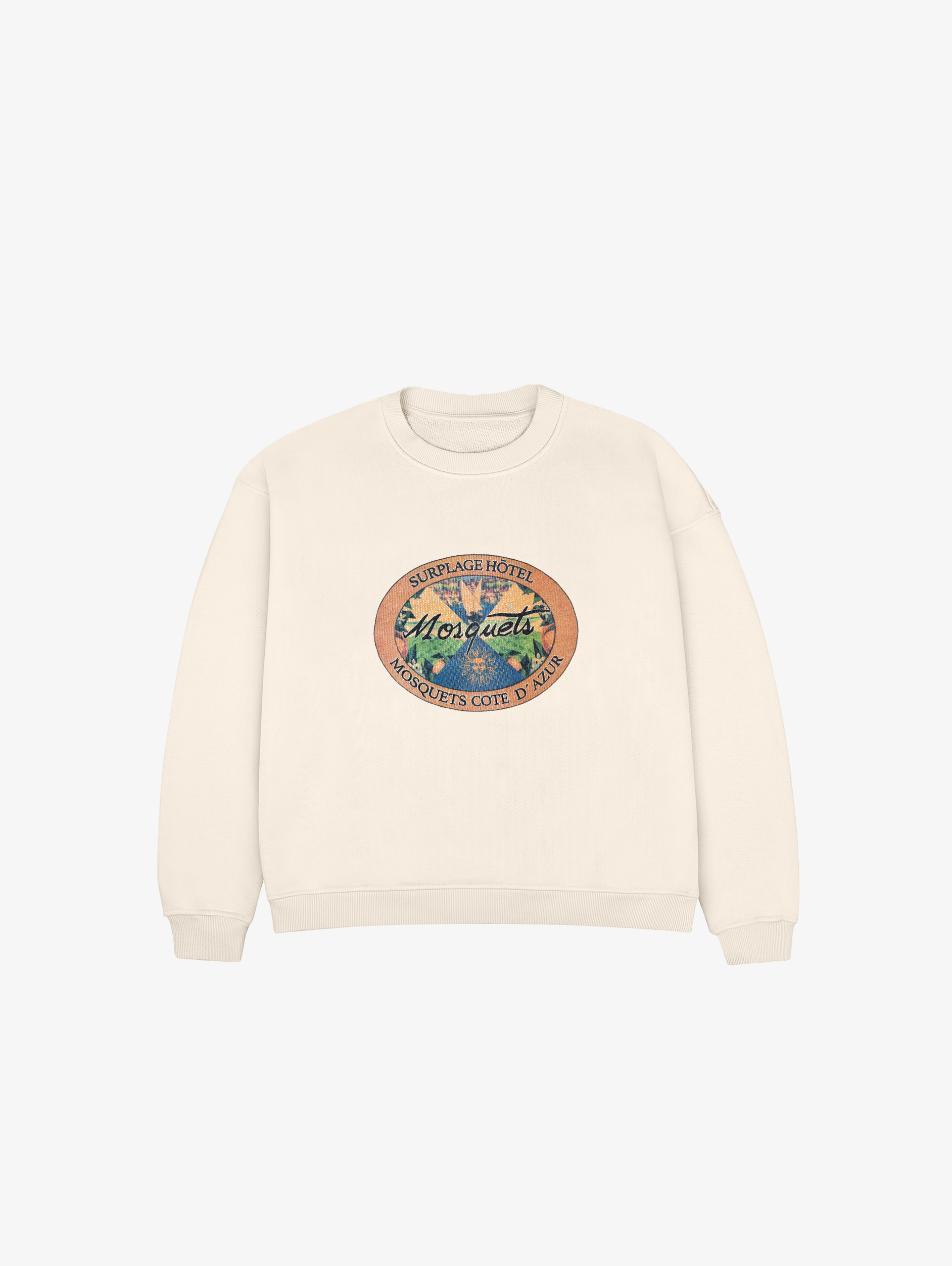 CREAM OVERSIZED SWEATSHIRT WITH OVAL GRAPHIC - ULTIMATE COMFORT