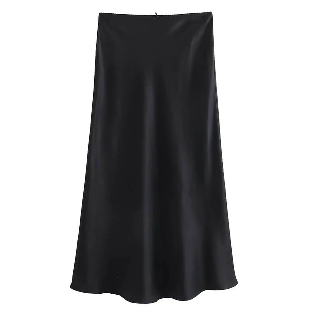 CREAM SATIN MIDI SKIRT SLIM FIT VINTAGE STYLE