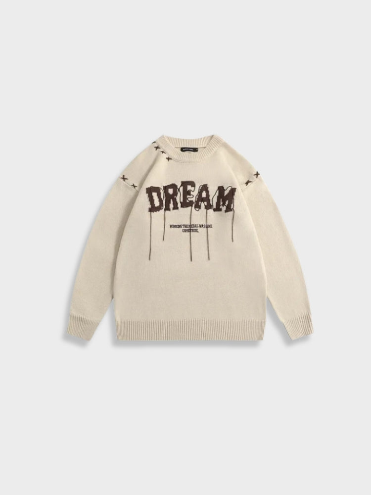 CREAM SWEATER WITH DREAM GRAPHIC IN ACRYLIC MATERIAL SIZE CHART