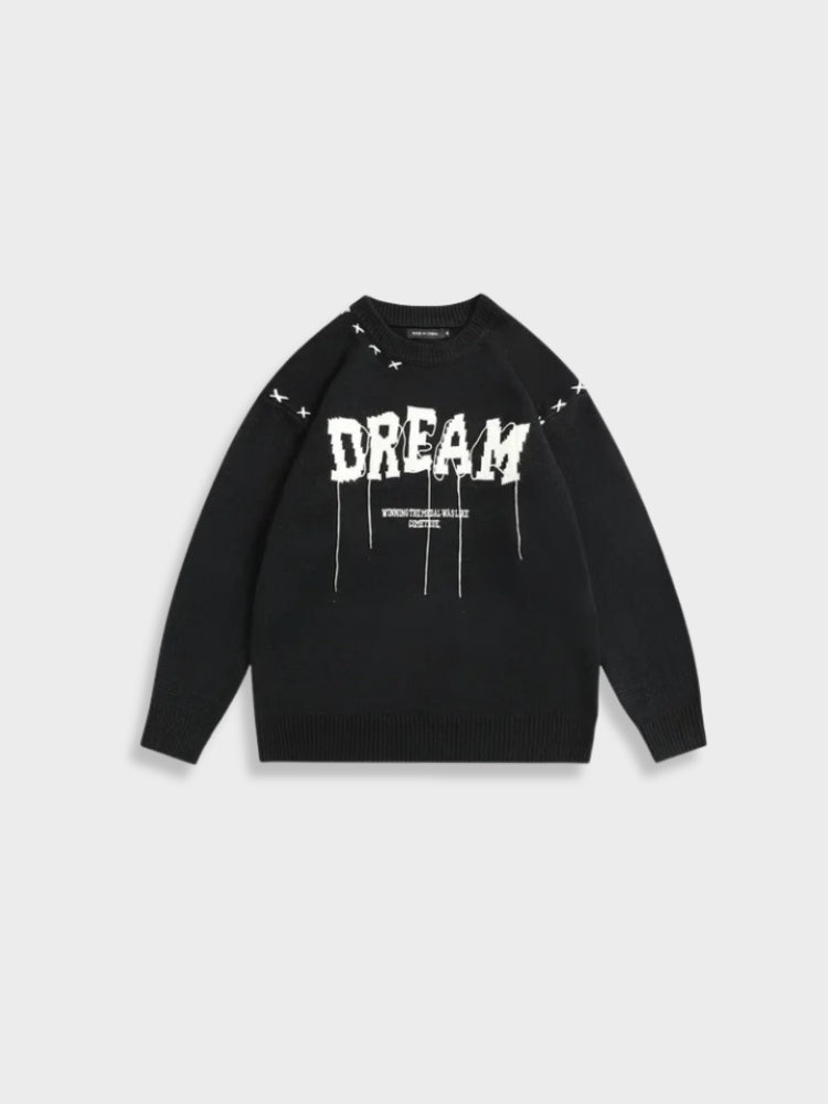 CREAM SWEATER WITH DREAM GRAPHIC IN ACRYLIC MATERIAL SIZE CHART