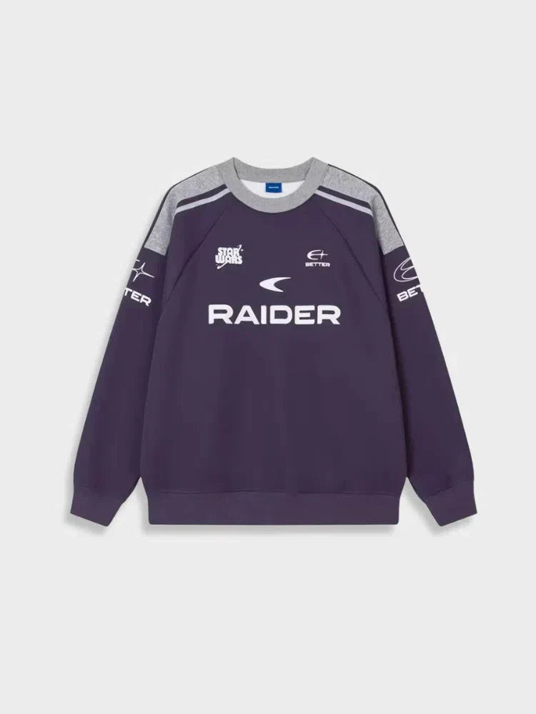 CREWNECK SWEATSHIRT PURPLE AND GRAY VINTAGE RAIDER LONGSLEEVE
