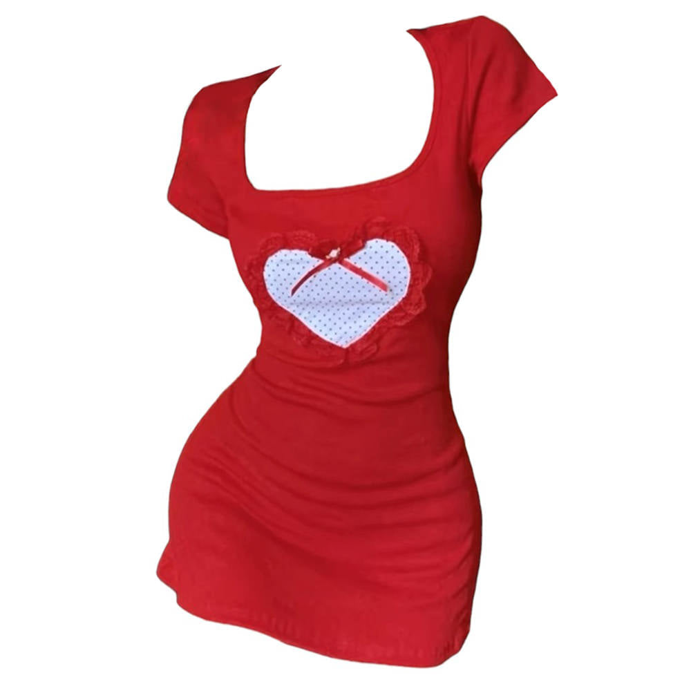 CRIMSON HEART MINI DRESS