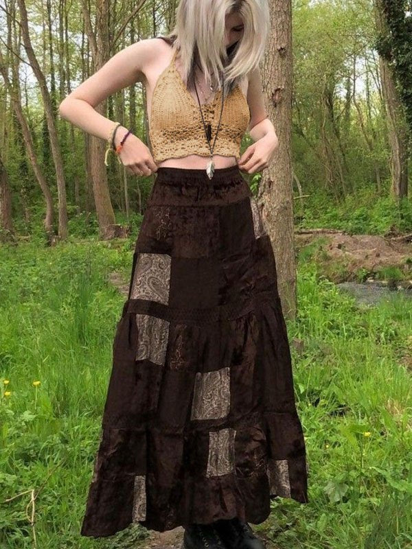 CROCHETED HALTER TOP WITH LAYERED NECKLACES SLIM FIT HALTER CAMI