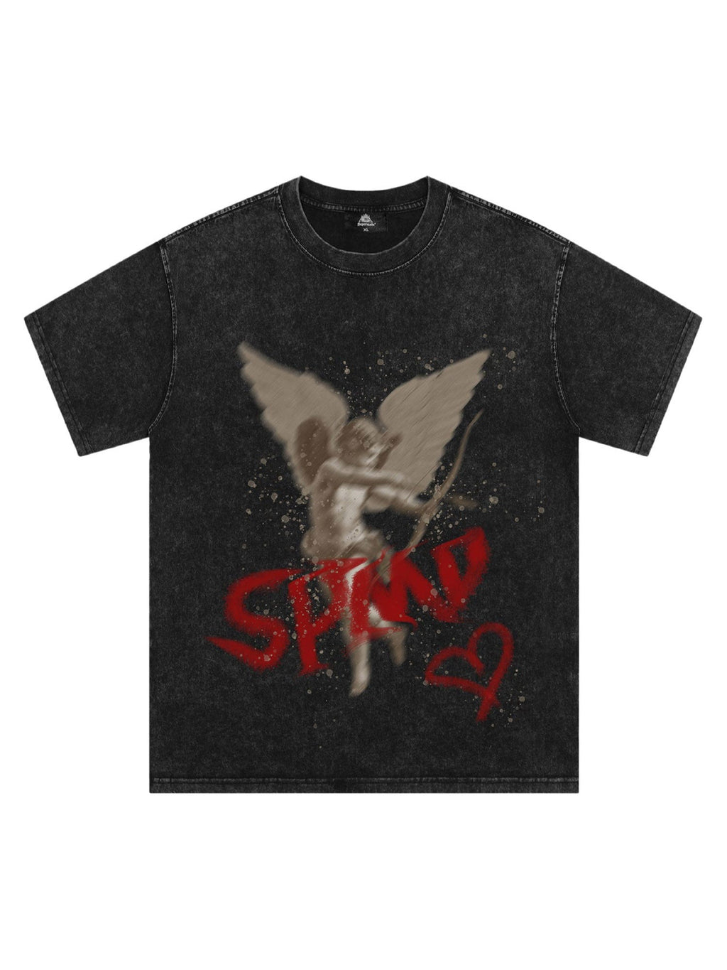 CUPID GRAPHIC BLACK T-SHIRT FIT LOOSE SHORT SLEEVE