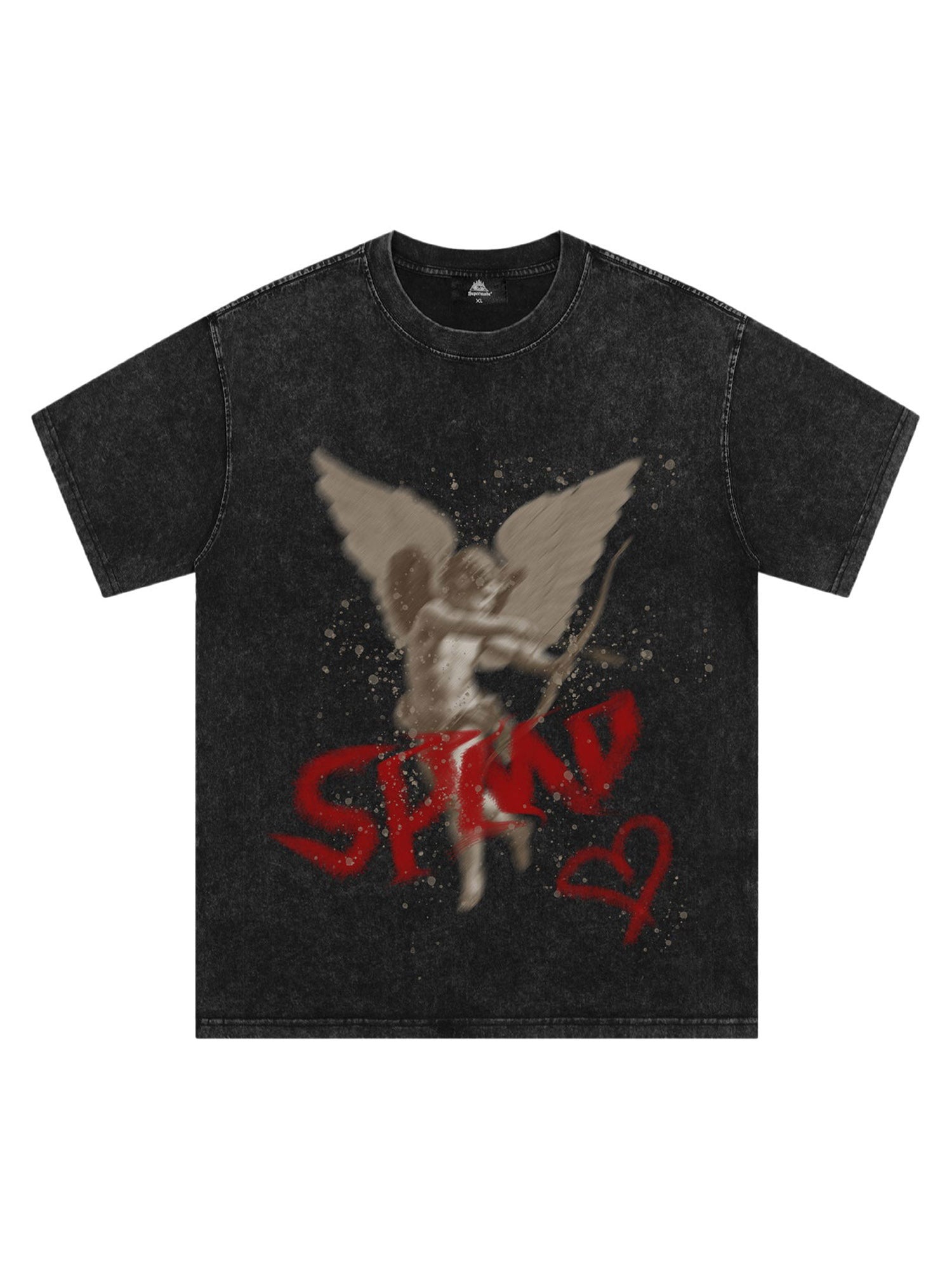 CUPID GRAPHIC BLACK T-SHIRT FIT LOOSE SHORT SLEEVE