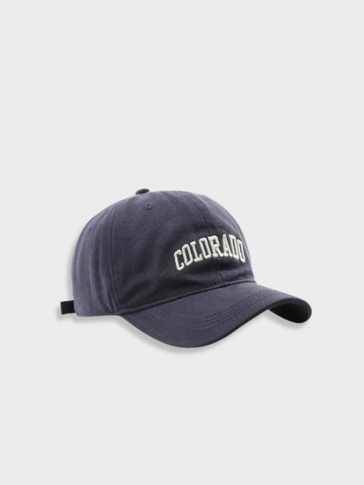 DARK BLUE BASEBALL CAP WITH EMBROIDERED LOGO - STAY COOL COLORADO CAP