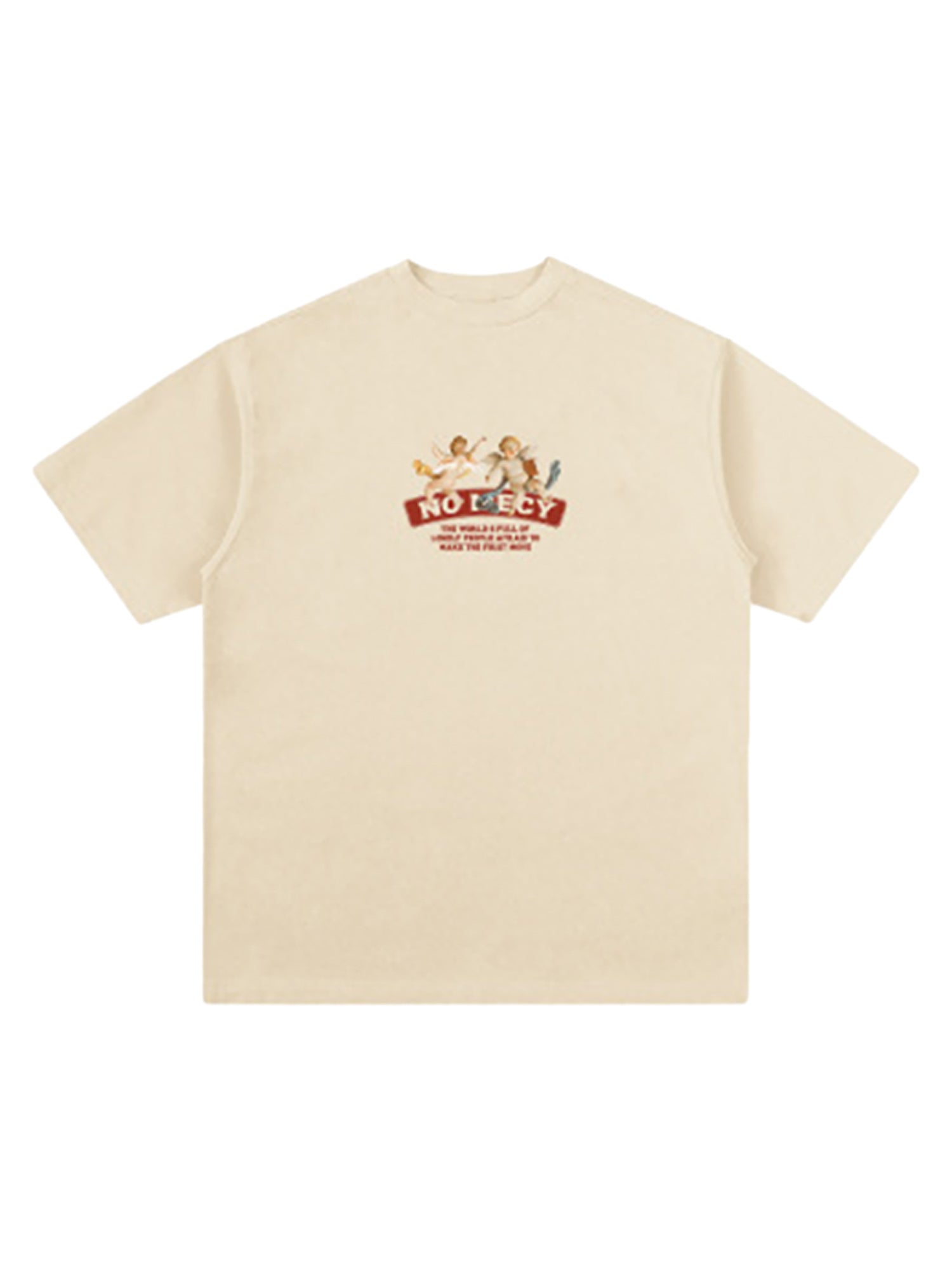 DARK BLUE T-SHIRT WITH CHERUB GRAPHIC AND ANGEL CROSS PRINT