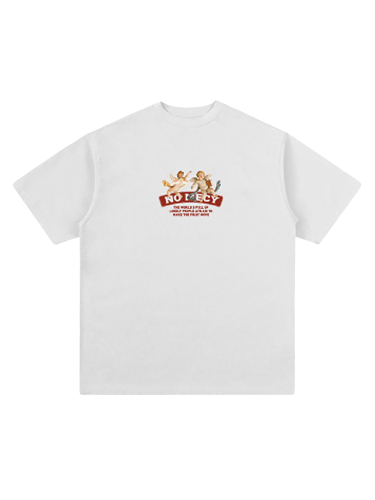 DARK BLUE T-SHIRT WITH CHERUB GRAPHIC AND ANGEL CROSS PRINT