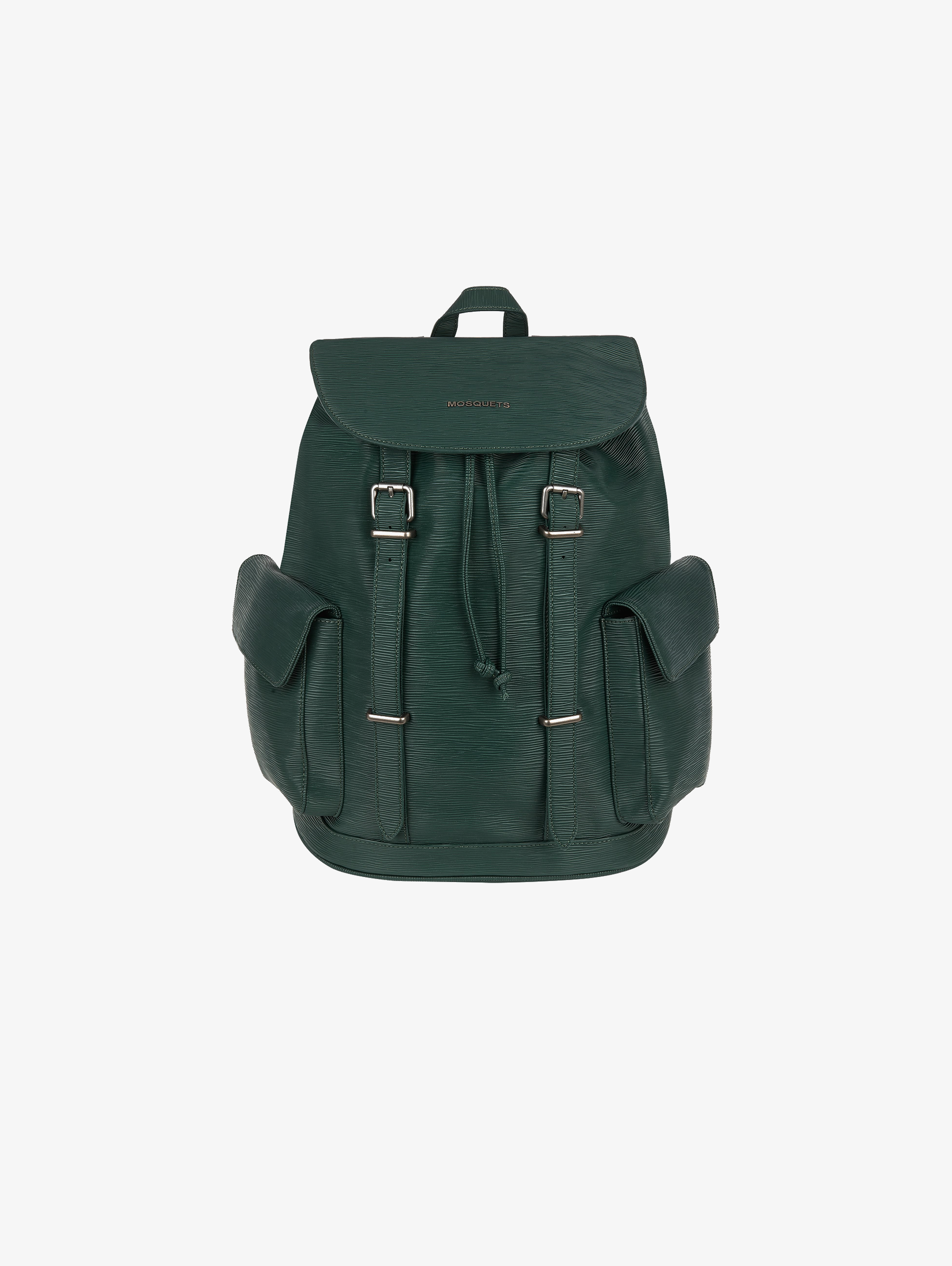 DARK GREEN VEGAN LEATHER BACKPACK FOR EVERYDAY