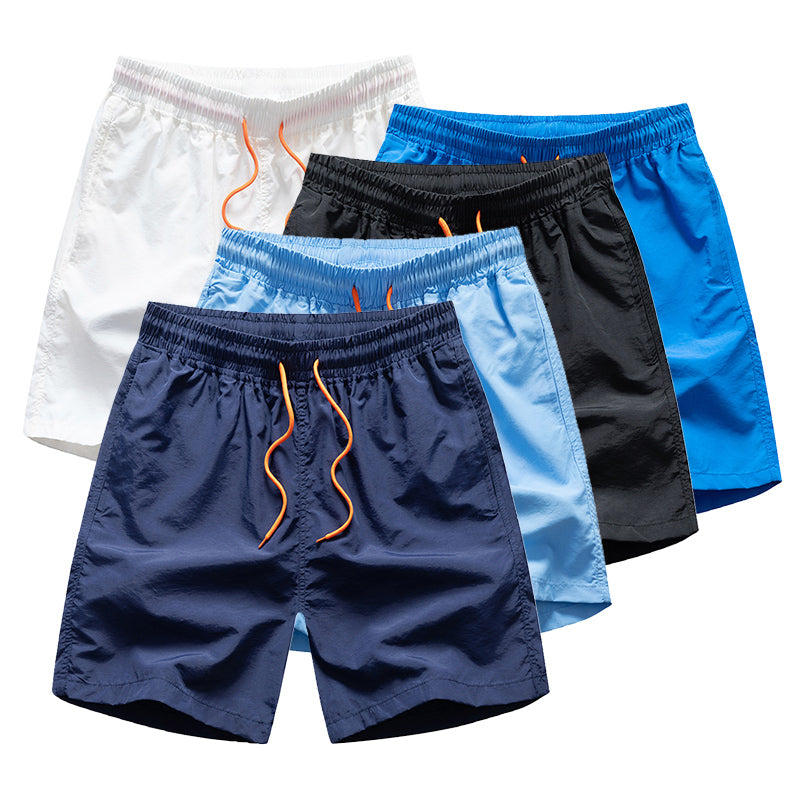 LIGHT BLUE SWIM TRUNKS WITH ORANGE DRAWSTRING