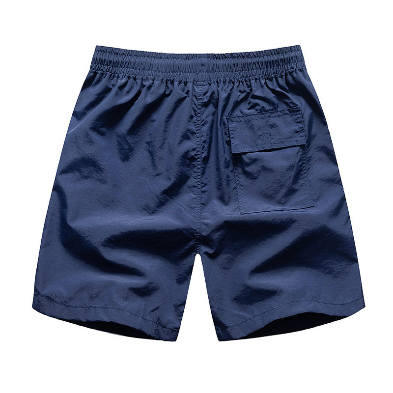 LIGHT BLUE SWIM TRUNKS WITH ORANGE DRAWSTRING