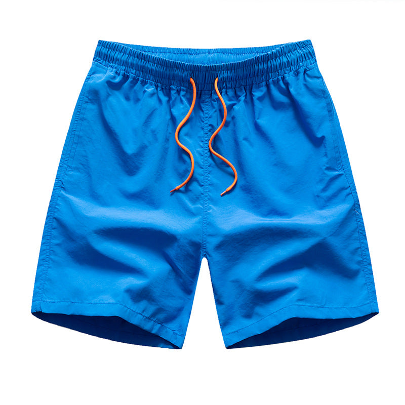 LIGHT BLUE SWIM TRUNKS WITH ORANGE DRAWSTRING