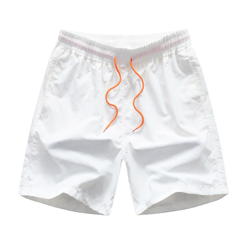 LIGHT BLUE SWIM TRUNKS WITH ORANGE DRAWSTRING