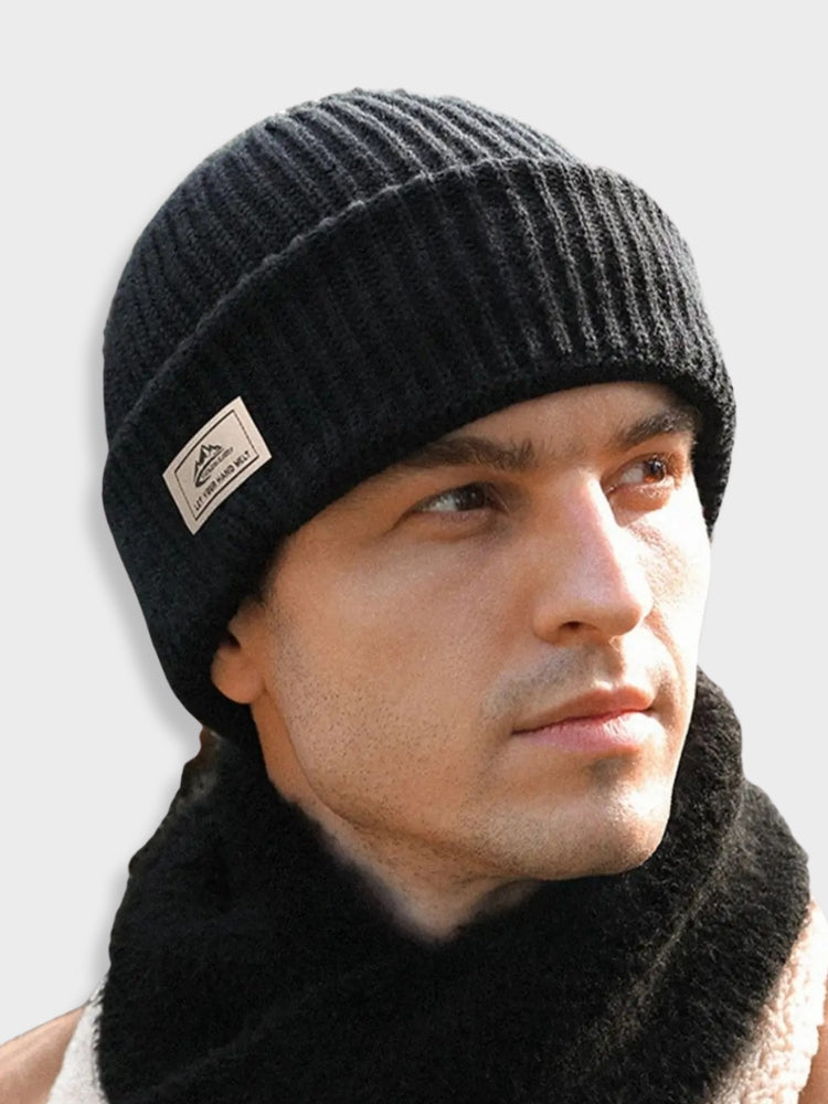 BLACK KNIT HAT SET - TWO PIECE BUNDLE FOR COLD WEATHER WEAR