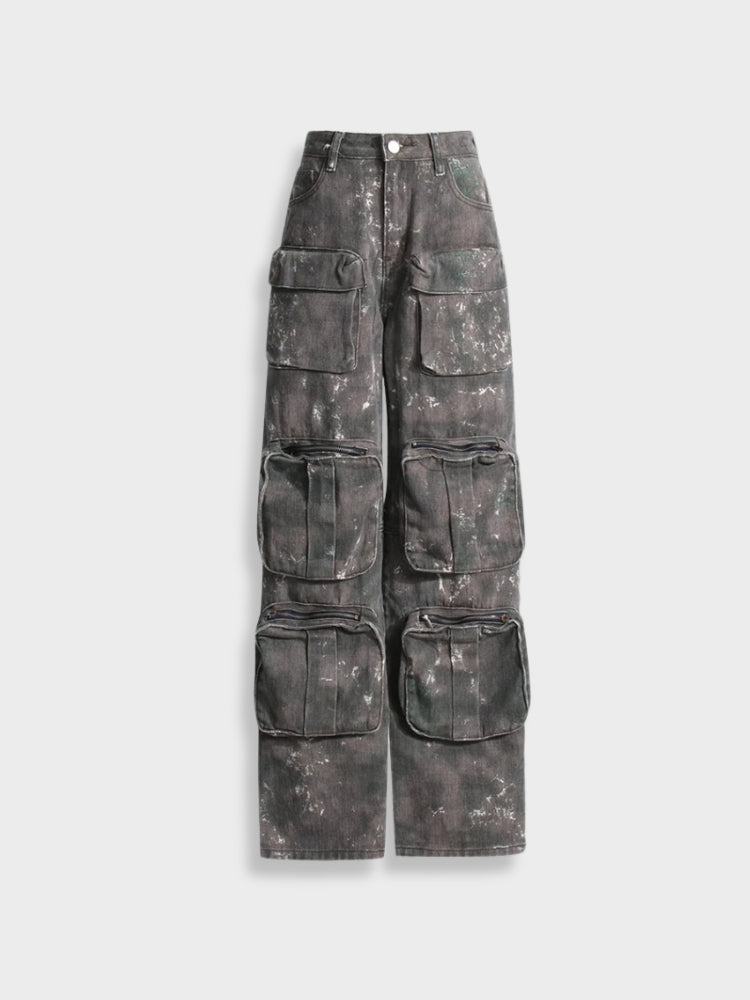 GRAY CARGO PANTS WITH MULTIPLE POCKETS FOR UTILITY AND STYLE