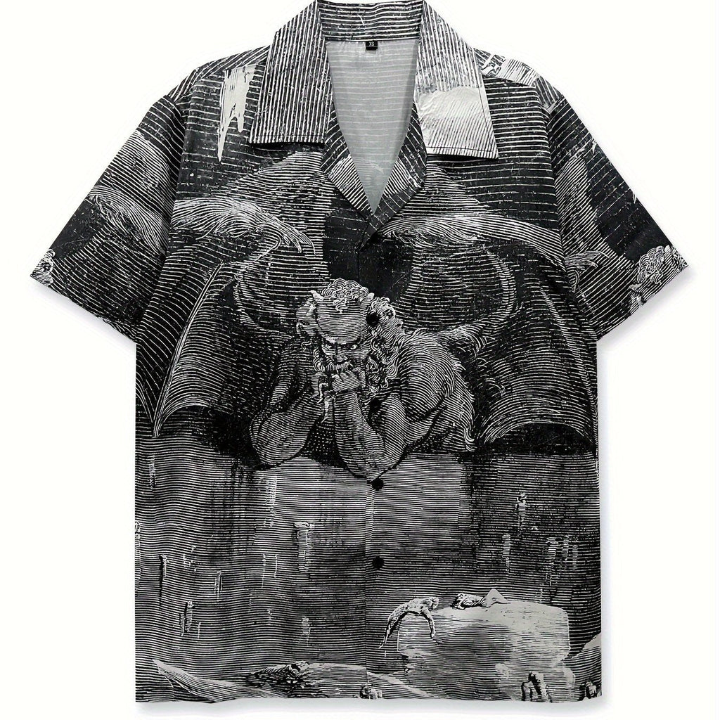 DEMON-PRINT SHIRT FEATURING WAITING DEMON DESIGN