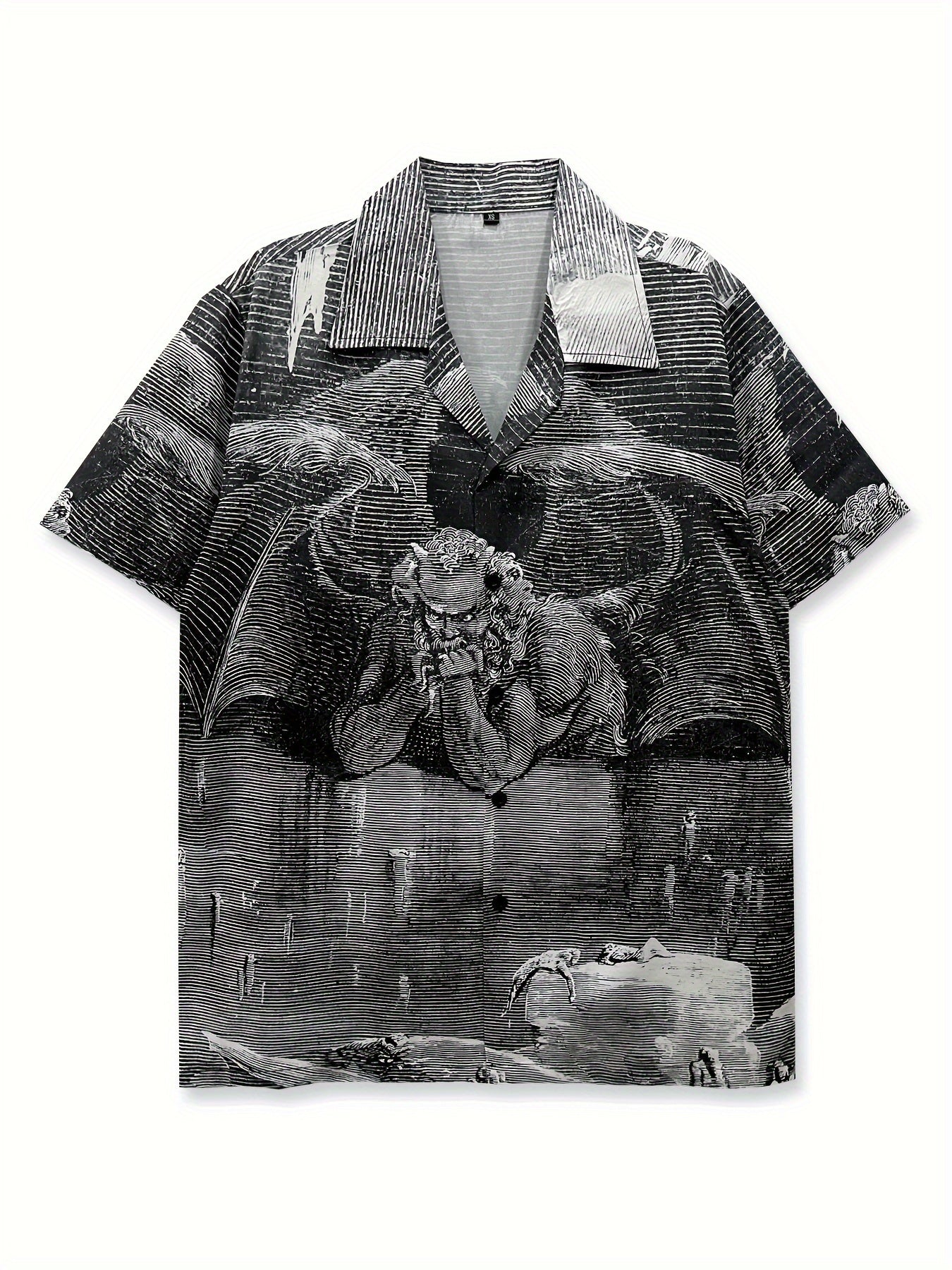 DEMON-PRINT SHIRT FEATURING WAITING DEMON DESIGN