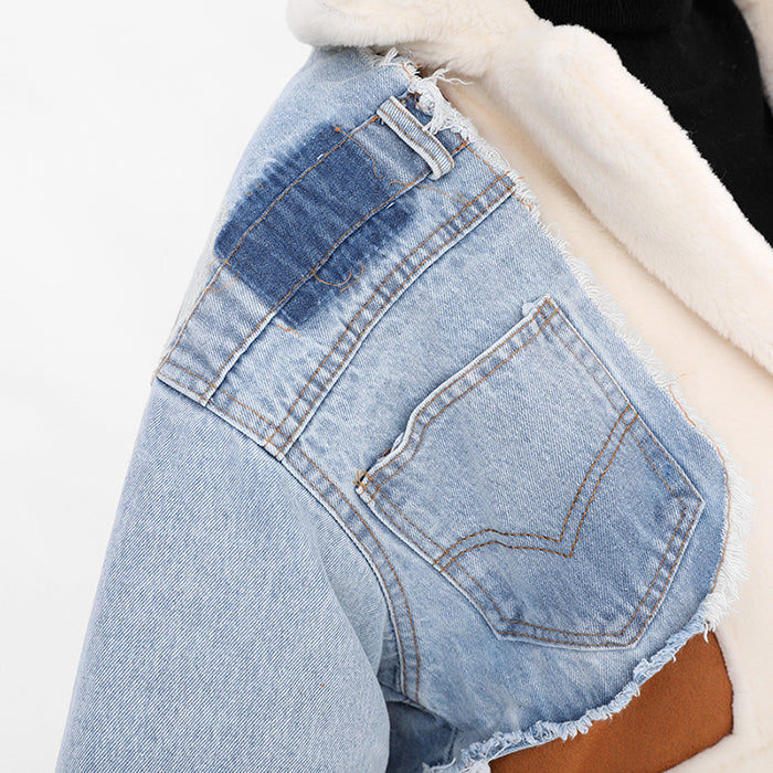 DENIM AND SHERPA JACKET FOR MEN OR WOMEN WINTER COAT