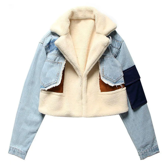 DENIM AND SHERPA JACKET FOR MEN OR WOMEN WINTER COAT
