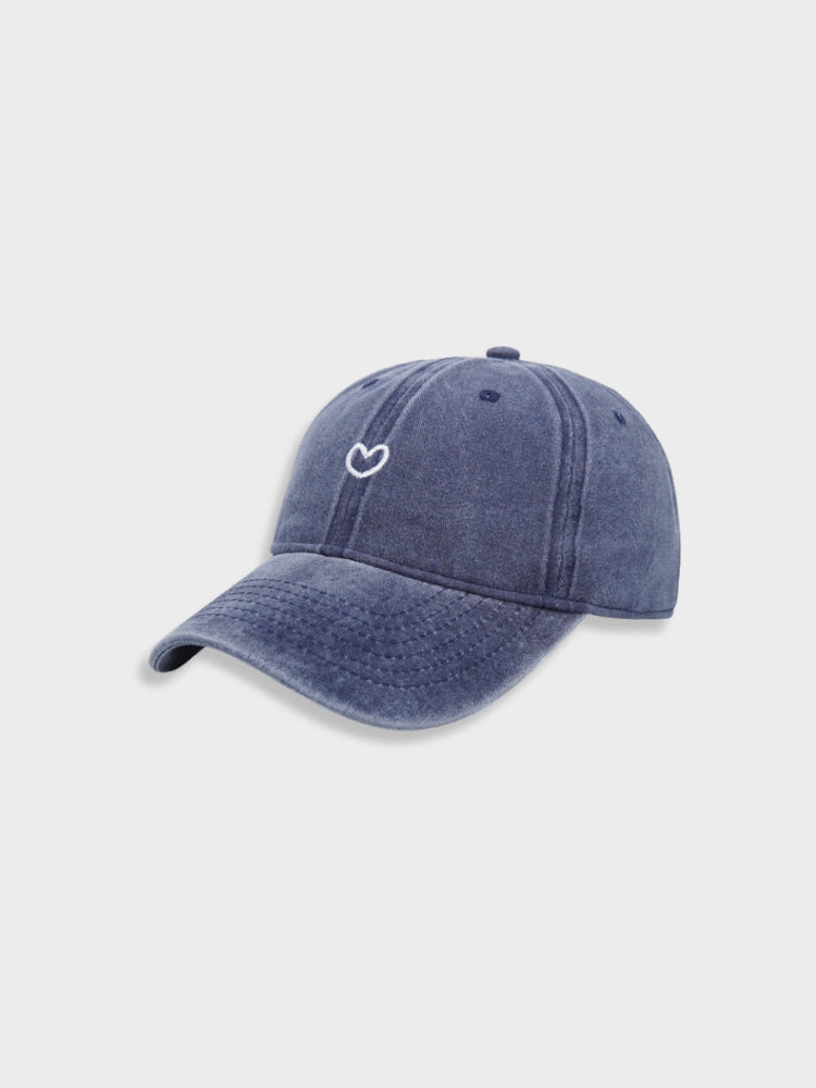 DENIM BASEBALL CAP WITH HEART DESIGN - LOVE CAP
