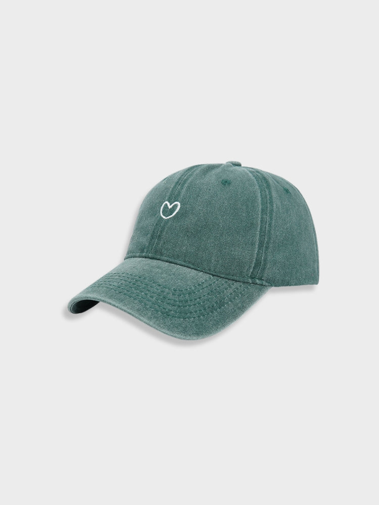 DENIM BASEBALL CAP WITH HEART DESIGN - LOVE CAP