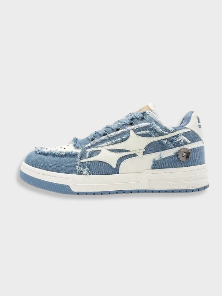 DENIM BLUE Y2K SNEAKERS WITH WHITE STAR