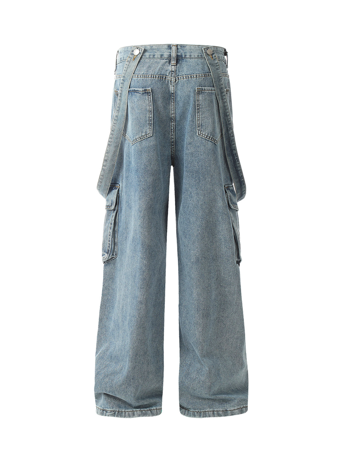 DENIM CARGO PANTS BLUE DENIM LONG DENIM STRAIGHT LEG