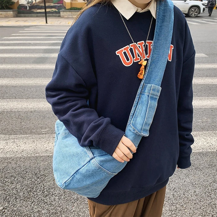 DENIM HOBO BAG FOR CASUAL
