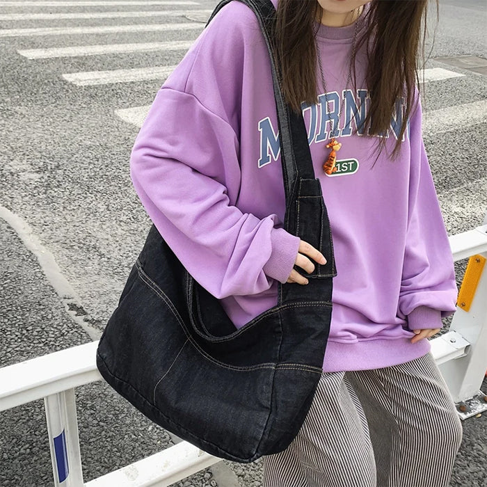 DENIM HOBO BAG FOR CASUAL