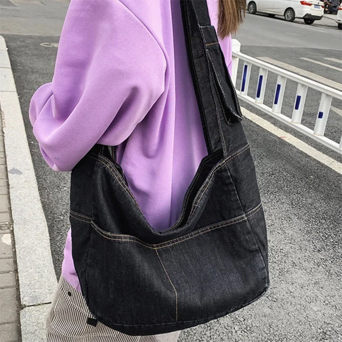 DENIM HOBO BAG FOR CASUAL