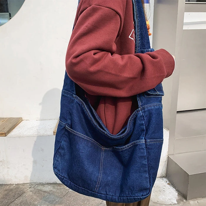 DENIM HOBO BAG FOR CASUAL