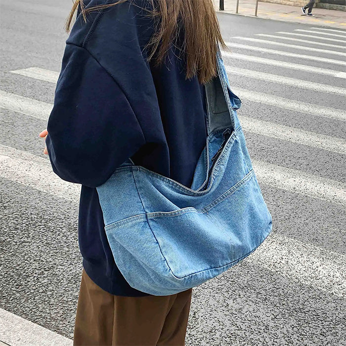 DENIM HOBO BAG FOR CASUAL
