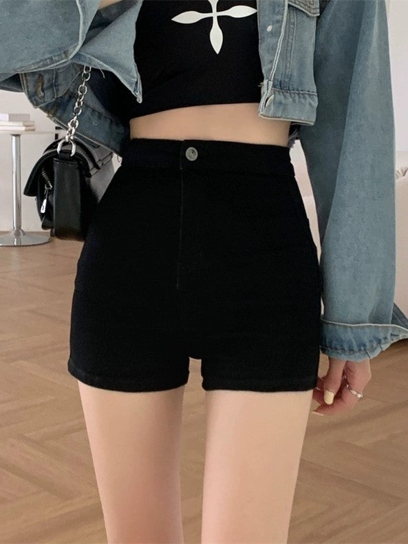 DENIM JACKET AND HIGH-WAISTED DENIM SHORTS CASUAL SET