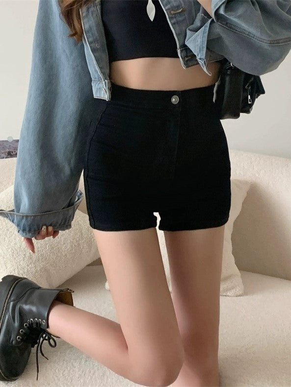 DENIM JACKET AND HIGH-WAISTED DENIM SHORTS CASUAL SET